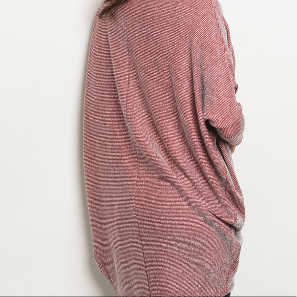 RED GREY Long sleeve open front knit- Cardigan - Picture 3 of 3